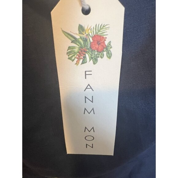 Fanm Mon Flame Size Mini Linen One Sleeve L Ruffle Hem Floral Embroidery Dress - Picture 7 of 11